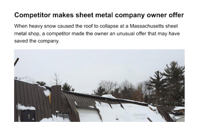 cover image for news article SNIPS Competitor makes sheet metal company owner offer