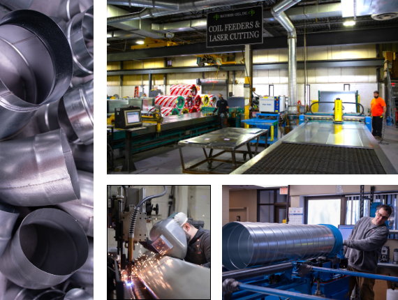 collage of fabrication photos